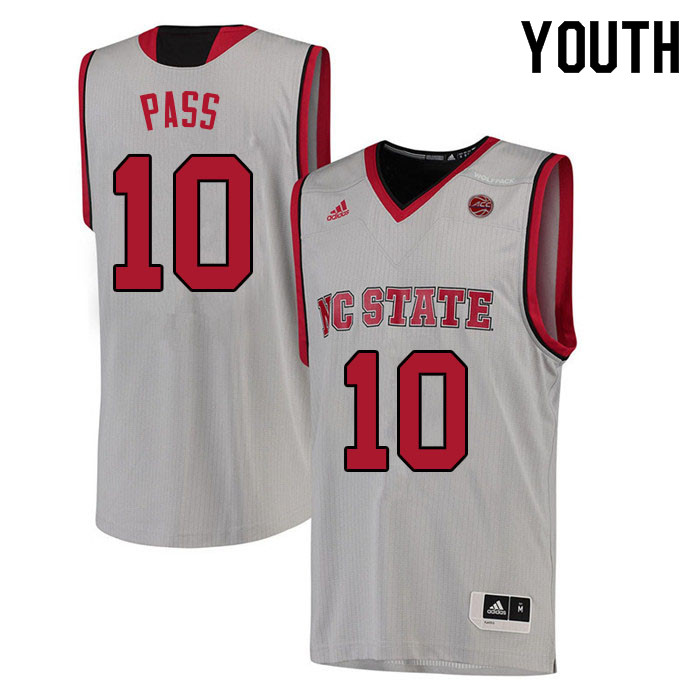 Youth #10 Breon Pass NC State Wolfpack College Basketball Jerseys Sale-White - Click Image to Close